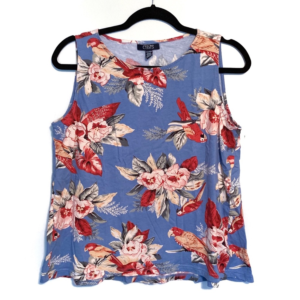 Chaps Tropical Parrot Print Tank Top